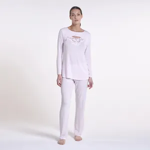 İtalya'da yapılan yüksek kaliteli Micromodal pijama makrome dantel sonbahar kış 2022 pijama kadın