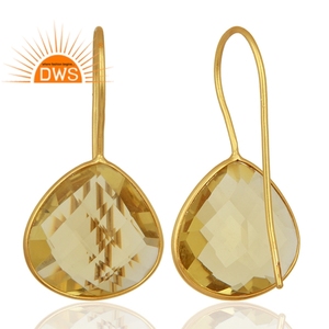 Lemon Topaz Gemstone Earrings Wholesale Gold Plated Designer 925 Silver Hook Earrings Jewelry Suppliers - Product Image 3