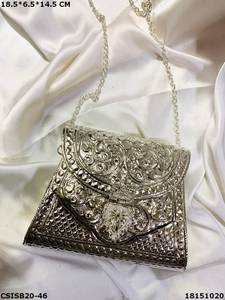 Exclusive Handmade Designer Silver Brass Ladies <b>Clutch</b> Bag Women's <b>Wedding</b> Evening <b>Clutch</b> - Product Image 4