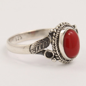 แหวนปะการังสังเคราะห์925ใบเงินสเตอร์ลิงทำด้วยมือแหวนทำด้วยมือเรารูปไข่6x8 - Product Image 2