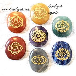 7 Chakra Guérison Cristal Ensemble Reiki Sanskrit Gravé Palmier Pierre Sculpté Semi-Précieuse Agate Gemme Artisanat - Product Image 1