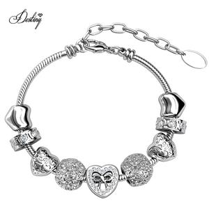 <span class=keywords><strong>Isabella</strong></span> กำไลข้อมือริบบิ้นและหัวใจประดับคริสตัลสวารอฟสกี้สีขาวทองชุบ Daisini ผู้หญิง - Product Image 1