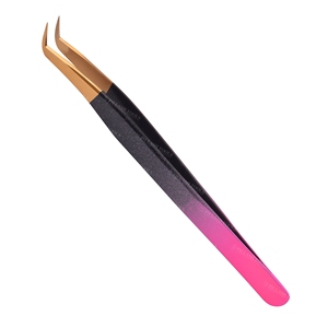 Extension de cils Volume russe 75 degrés, 1 pièce, pince à épiler à pointe étroite avec pointe en or, étiquette privée - Product Image 6