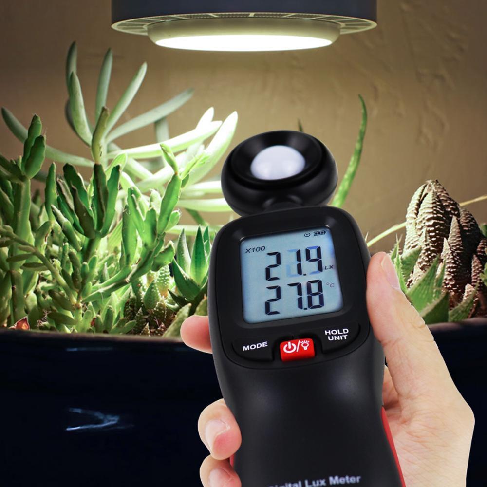 Luxmètre Numérique Testeur de Lumière Photomètre jusqu'à 200,000 Lux Radiometer Luxmètre Portatif Posemètre w/Thermosistor Sonde