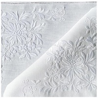 Ensemble de sets de table et de serviettes en coton blanc brodé de haute qualité, avec ourlet festonné, pour décorer la table à la maison, à l'hôtel ou au restaurant