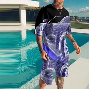 Short Sleeve <b>Beach</b> Wear Jogging Suit Bandana <b>Men</b> Two Piece Short Sets <b>Shirt</b> and Shorts Set Print 2021 Custom Logo Summer Casual - Product Image 6