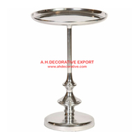 Table d'appoint unique de haute qualité pour la maison, en métal, aluminium massif, en forme de feuille, avec base de support et finition dorée