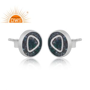 925 Plata de ley fina Natural Arizona turquesa piedra preciosa Stud pendiente joyería fabricante - Product Image 2