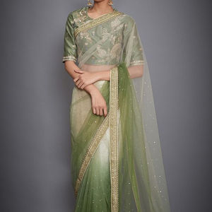 Saree de travail manuel avec perles de verre et pierre idéal pour les mariées, les invités de mariage et les soirées - Product Image 1