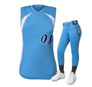 OEM Custom Sublimation V Neck Womens <b>Softball</b> <b>Uniforms</b> Set Sportswear Baseball <b>Softball</b> Jersey and Pant Set for Ladies Girls - Product Image 1