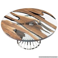 Centre de résine époxy de vente chaude et Table basse en métal et verre nouveau Design meubles pour pièce maîtresse de salon à bas prix