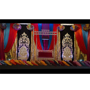 Diseño de bordado telones de fondo para Mehndi función boda pesado bordar telón de fondo cortinas impecable Sangeet etapa telón de fondo - Product Image 1