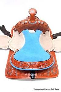 Ensemble de selle anglaise durable de qualité supérieure pour baril de course Western Horse Tack différentes couleurs et tailles 14 '-18' en cuir véritable - Product Image 3