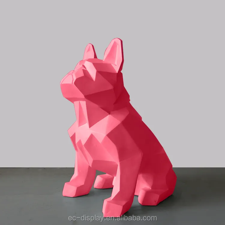 抽象芸術樹脂ブルドッグ装飾品幾何学的な折り紙スタイル動物犬の家の装飾