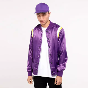 แจ็คเก็ตบอมเบอร์ผ้าซาตินโพลีเอสเตอร์สำหรับผู้ชาย,แจ็คเก็ตสตรีทแบบเลือกได้ - Product Image 3