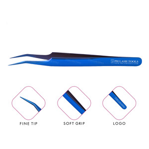 Blue Eyelash Extension Volume 12mm 35deg Tweezer for Eyelash Extensions Private Label, Heavy Duty Eyelash Extension Tweezer - Product Image 1