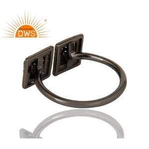 ทำด้วยมือออกแบบสีดำโรเดียมชุบ925แหวนเงินสเตอร์ลิงออกแบบเครื่องประดับแหวนพลอยผู้ผลิต - Product Image 4