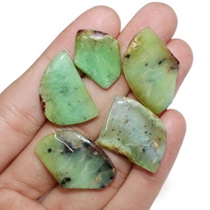5 ชิ้นธรรมชาติชีวภาพออสเตรเลีย Chrysoprase ชิ้นเรียบรูปร่างหยาบ - Product Image 4