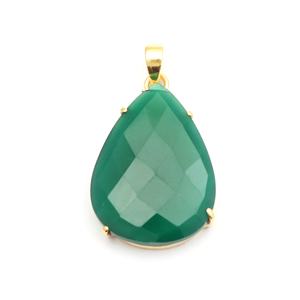 Magnifique pendentif en onyx vert en forme de poire, avec un seul anneau, en laiton plaqué or, fait à la main, fournitures de fabrication de bijoux en gros - Product Image 1