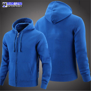 Sweats à capuche unis à manches longues et fermeture éclair coupe ajustée pour hommes vente en gros de sweats d'automne à imprimé polaire française avec deux poches - Product Image 5