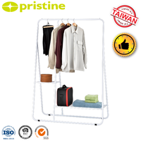Porte-manteau moderne en métal avec 2 étagères, meuble de rangement autoportant pour salon et chambre à coucher