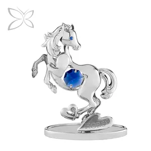 Crystocraft Chrome Plated Horse Figurine Decorated with Brilliant Cut Crystals Art Home Decor