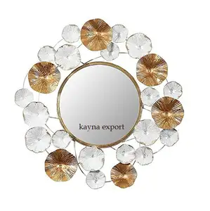 Miroir mural en métal élégant, décoration pour la maison - Product Image 1