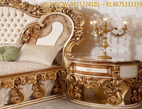 Ensemble de meubles de chambre à coucher de luxe en or métallique moderne avec bois de teck de qualité supérieure, taille personnalisable et finition or blanc