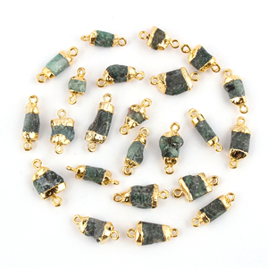 Gran oferta, Conector de doble fianza hecho a mano, piedra preciosa Esmeralda cruda Natural, forma elegante, Conector de piedras preciosas de latón, galvanoplastia de oro - Product Image 4