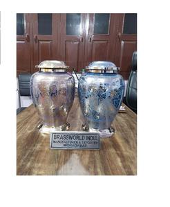 Urna Funeraria de Estilo Americano con Acabado en Cobre Antiguo y Dorado, Brassworld India - Product Image 1