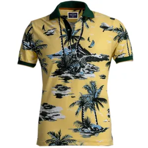 Kunden spezifische Logo Sublimation Polo Männer Blumen gestrickte Polo-Shirts hergestellt in der Türkei