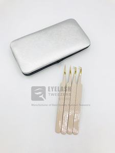 Japanese Sustainable Steel Hand Tested Diamond Grip Eyelash Extension Tweezers <b>Nude</b> Color Coated High Quality with Pointed Tip - Product Image 4