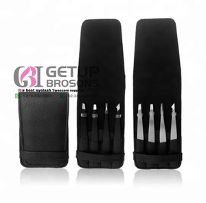 Pinzas de acero inoxidable para extensión de cejas, herramientas de belleza de color negro con revestimiento de polvo de estilo profesional, con logotipo personalizado - Product Image 5