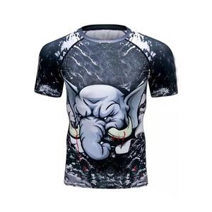 Wholesale Short Sleeve Mens mma Compression rashguard Custom Bjj Rash Guard Compression Shirts - Product Image 3