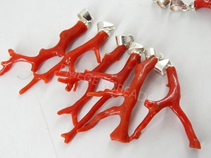 Colgante de plata de ley con palo áspero pulido de coral rojo natural italiano Vintage, joyería fina de 25-35MM de largo, regalo aproximado - Product Image 5