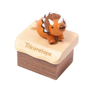 Wholesale Hard Maple <b>Music</b> <b>Box</b> Triceratops Dinosaur <b>Toy</b> Hand Cranked 30s Waltz of the Flower - Product Image 2