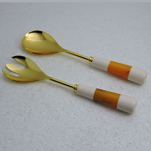 Poignée en résine noire et acier inoxydable avec serveur à salade plaqué or accessoires de cuisine gadgets de cuisine - Product Image 6