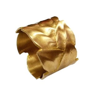 Anneau de serviette rond en métal martelé plaqué or de qualité vintage, design haut de gamme, en gros - Product Image 1
