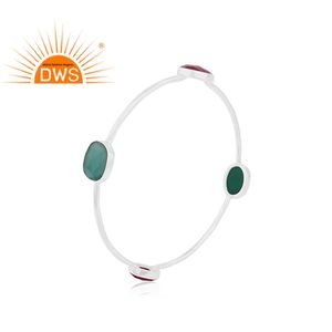 Brazalete de plata fina de piedras preciosas, Aventurina, ónix verde, venta al por mayor - Product Image 2