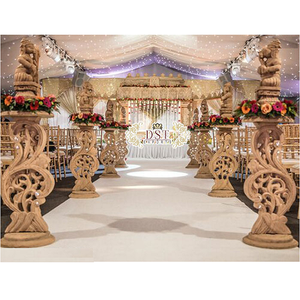 Boda Aisleway Pilares de pavo real con estatuas de Ganesha fibra Gujarati boda entrada pasarela Decoración - Product Image 1
