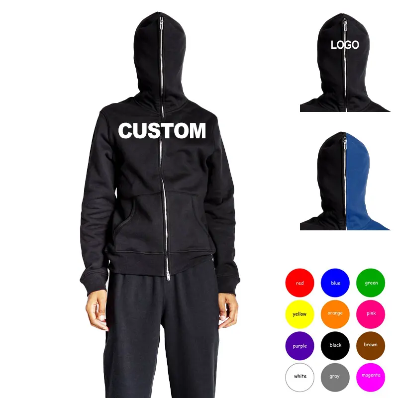Unisex Hoodies Custom Full Face Zip Up Face Blank Windbreaker Men Hoodie Jacket Coat Men'S Zip Hoodie With Zipper