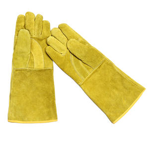 Guantes de soldadura Tig de cuero amarillo personalizados al por mayor fabricante de Pakistán, seguridad anticorte antiimpacto para trabajadores de la construcción - Product Image 1