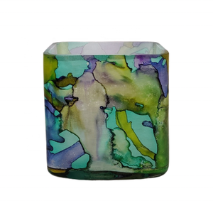 Petit support votif carré en verre fait à la main de haute qualité personnalisé multi-ombragé marbré Unique Ins support multi-usages - Product Image 1