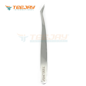 Pince à épiler TEEJAY en acier inoxydable poli argenté, modèle Seagull Russian Volume, à pointe lisse, 12,5 cm - pour l'isolation des cils - Product Image 6