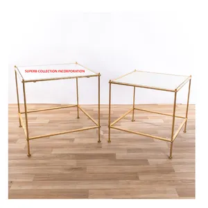 Smart Gold Luxury Mirrored Top Nesting Coffee Table Set of 2 Direct Supply From Factory