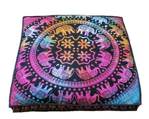 Housse de coussin de sol carrée 35 pouces en coton fait main, couverture de lit de méditation, pouf pour chien, décoration intérieure par des consignateurs indiens - Product Image 4