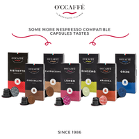   O'ccaffe Ristretto Capsules Compatibles en Aluminium Boîte de 10 capsules dans un carton pour café