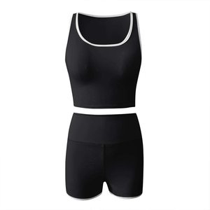 Top corto de talla grande para mujer, mallas de Yoga, Sujetador deportivo para gimnasio, pantalones cortos para correr con mangas cortas para correr y Yoga - Product Image 2