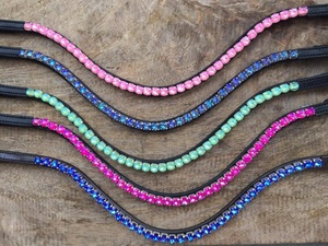 Haute qualité 8mm Turquoise laque cristal luxe cheval sourcil bande à la mode en cuir dos ouvert collant bande boucle cheval produit - Product Image 6