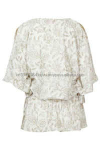 Boho Glam Embellished ด้านหน้า Elasticated เอว Ruffle Trim แขนผู้หญิง Kaftan ชุดเซ็กซี่ Lady Poncho ปัก - Product Image 6